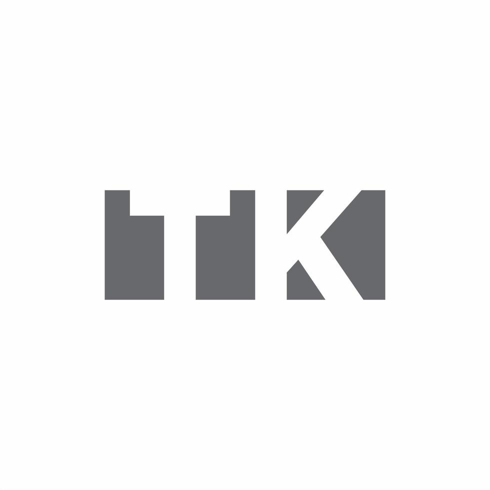 monogramme du logo tk avec modèle de conception de style d'espace négatif vecteur