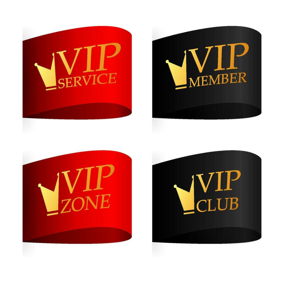 rouge et noir ruban. rond badge pour VIP club membres. vecteur illustration