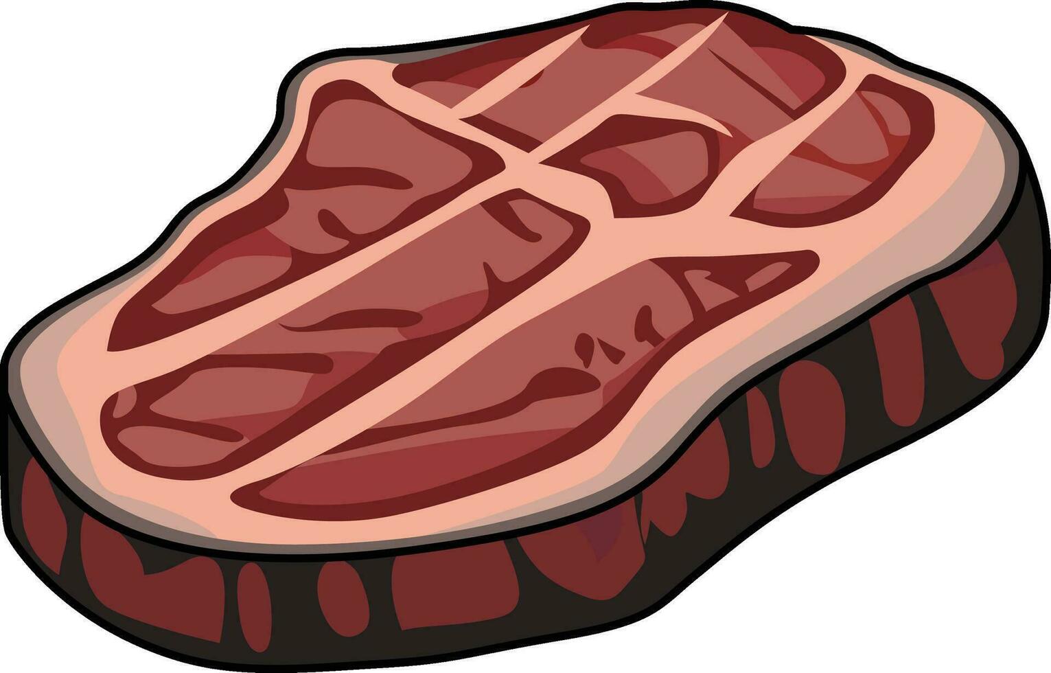 détaillé cuit steak, Stock vecteur illustration, un barbecue steak tranche, Viande tranche Stock vecteur image