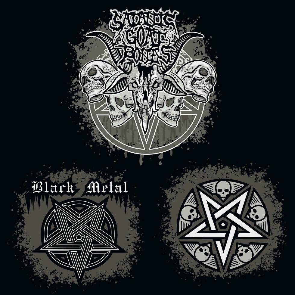 occulte signe avec pentagramme et crâne, ancien conception t chemises vecteur