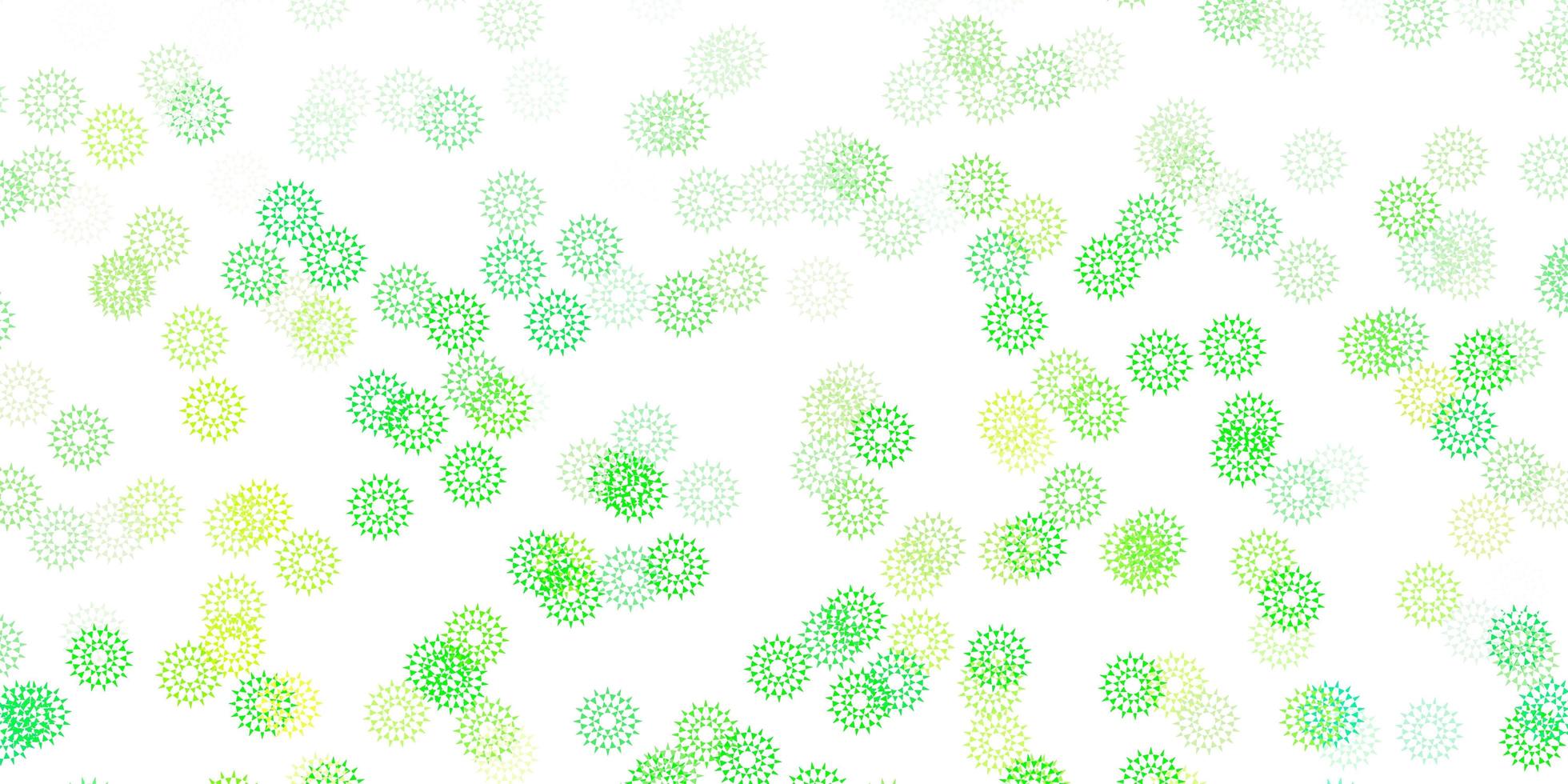 motif de doodle vecteur vert clair, jaune avec des fleurs.