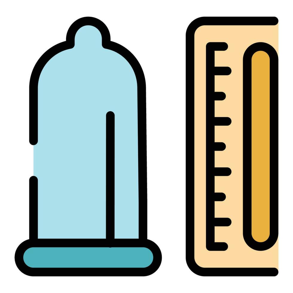 préservatif longueur icône vecteur plat