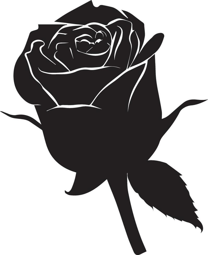 Rose avec bourgeon vecteur silhouette illustration