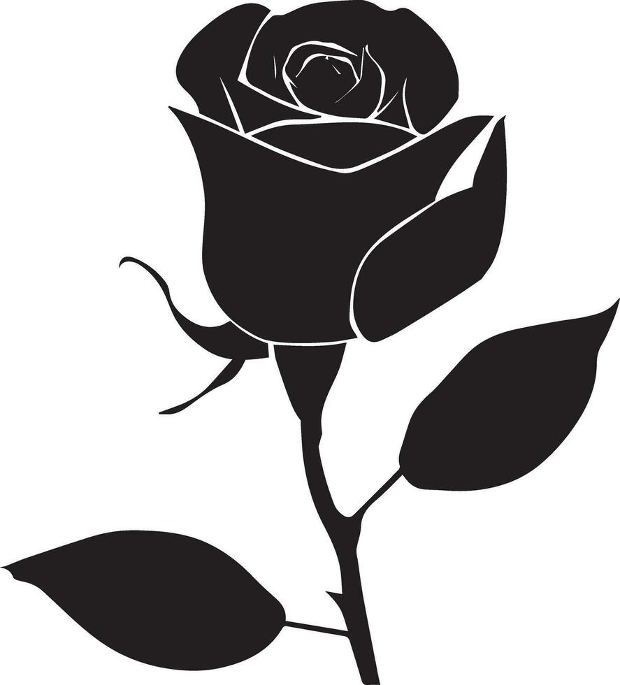 Rose avec bourgeon vecteur silhouette illustration