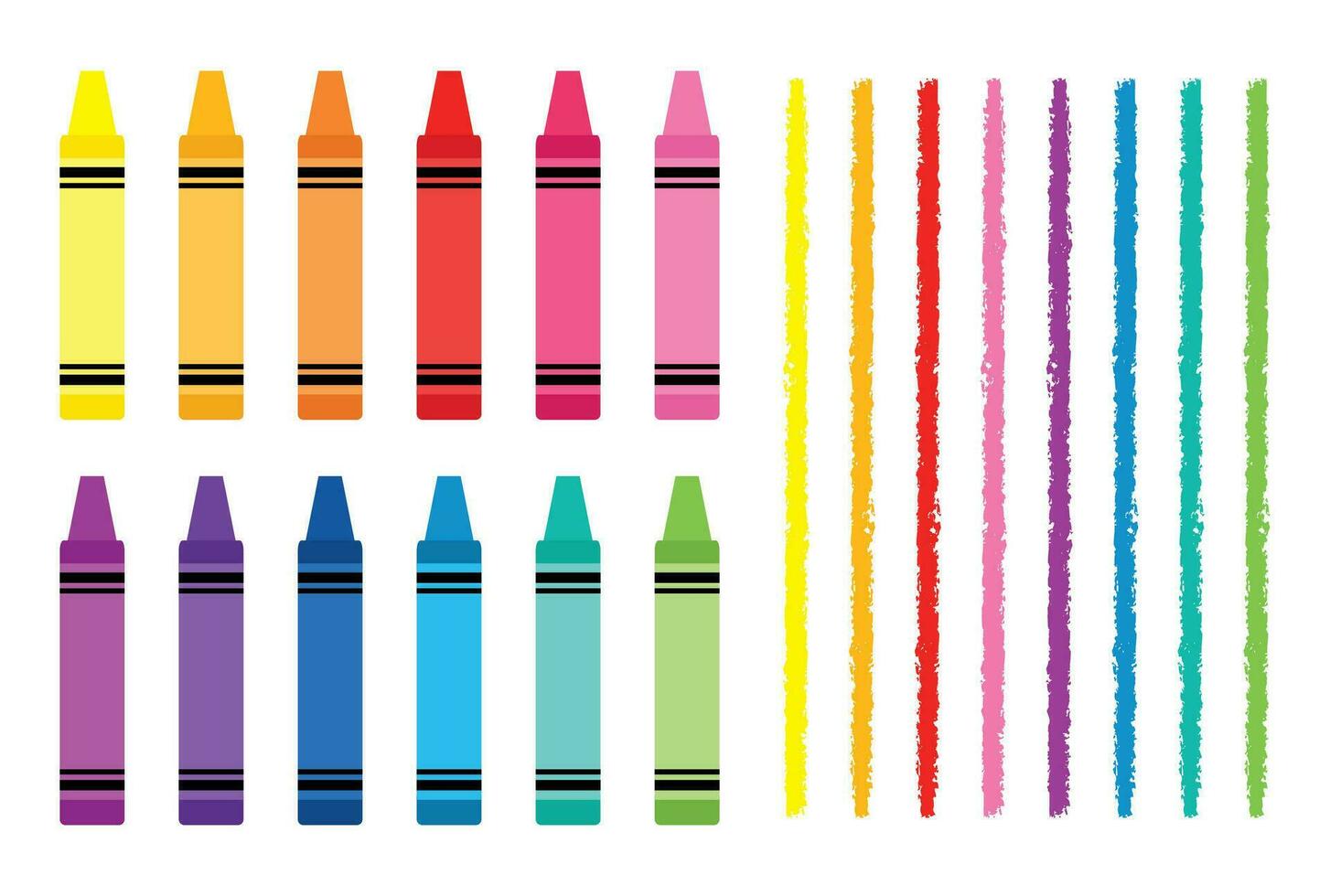 ensemble de crayons de couleur isolé sur une blanc Contexte. vecteur illustration.