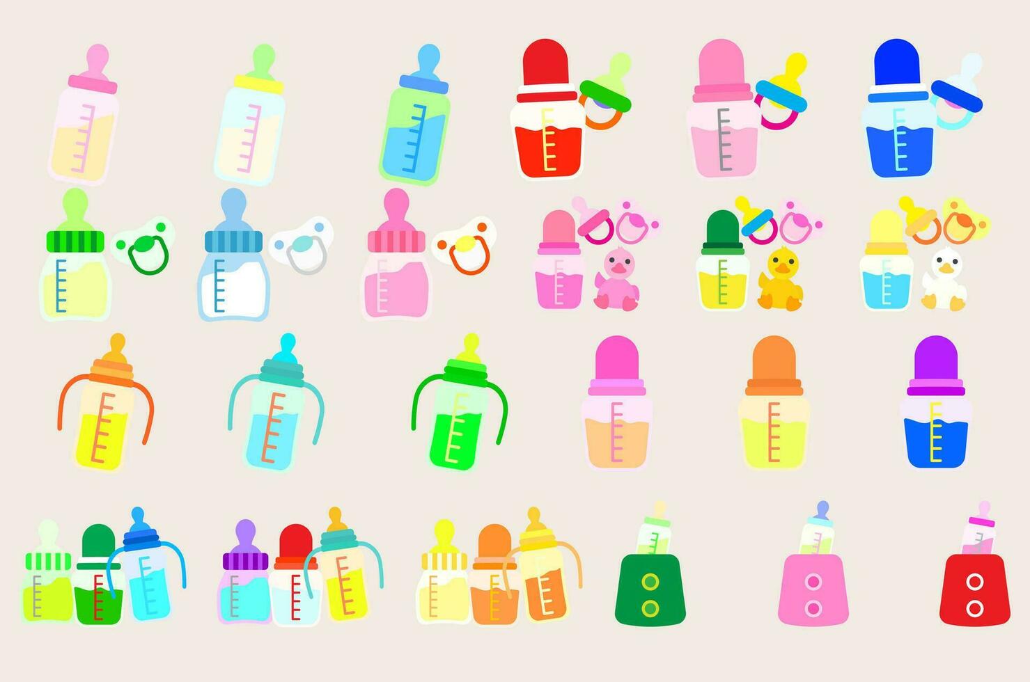 collection illustration bébé alimentation bouteille. nutrition dans Plastique récipient pour nouveau née bébé .ensemble de bébé bouteille. vecteur