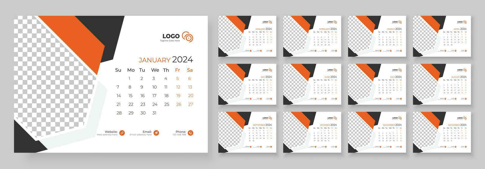 Modèle De Calendrier De Bureau 2024