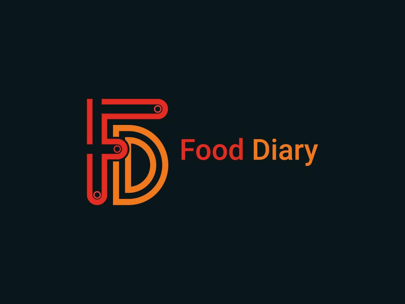 nourriture journal intime logo avec icône fd lettre vecteur