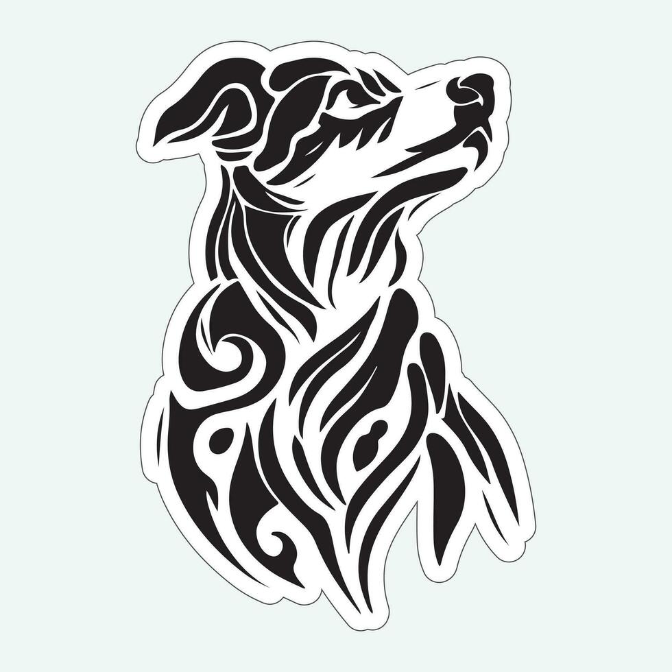 chien art noir et blanc autocollant pour impression vecteur