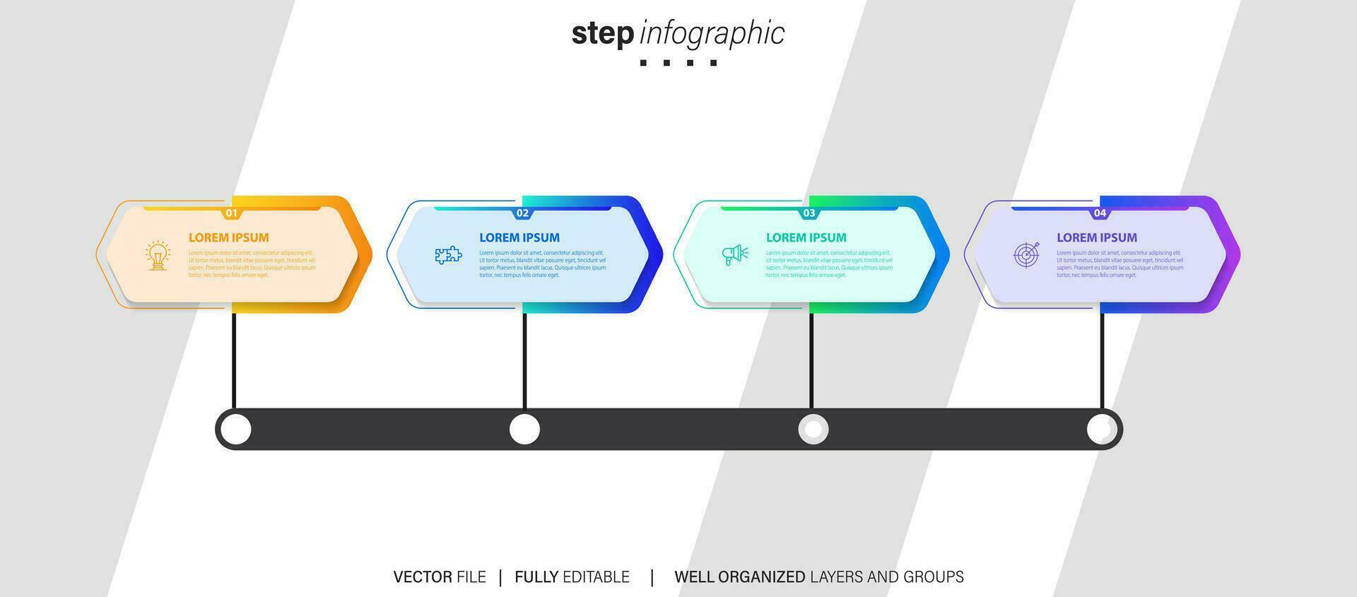 infographie modèle avec 4 pas ou options. vecteur