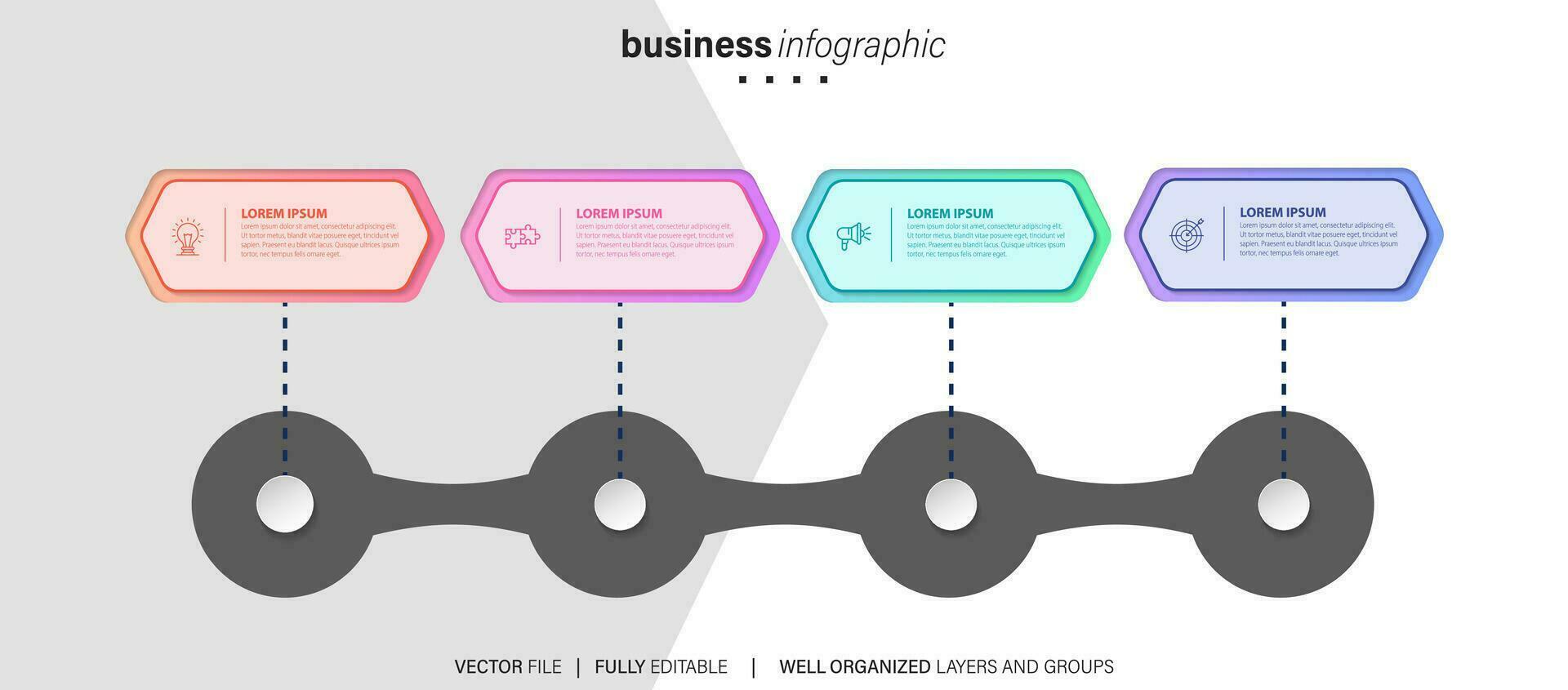 éléments infographie idée cercle coloré avec 4 étape vecteur