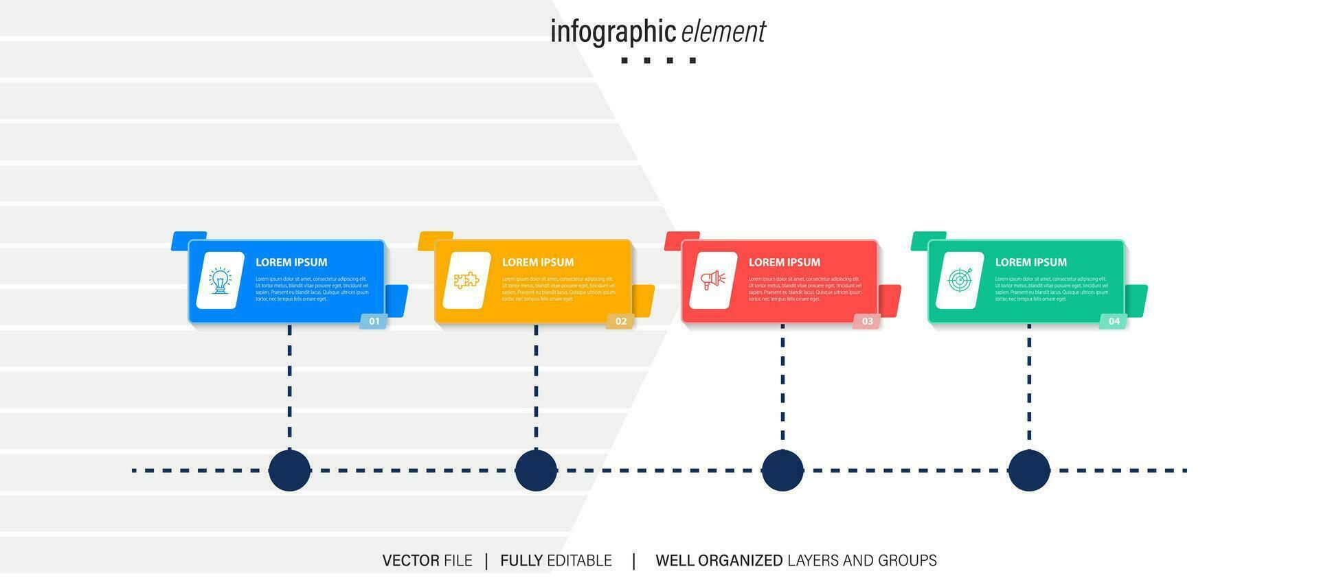 présentation affaires infographie modèle coloré avec 4 étape vecteur