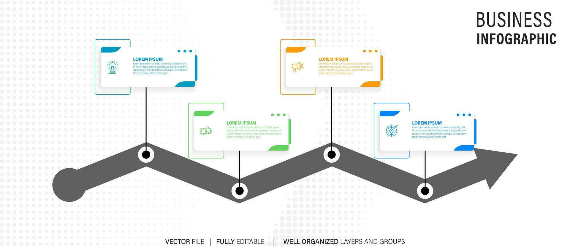 vecteur infographie étiquette modèle avec Icônes. 4 les options ou pas. infographie pour affaires concept. pouvez être utilisé pour Info graphique, couler graphiques, présentations, la toile des sites, bannières, imprimé matériaux.