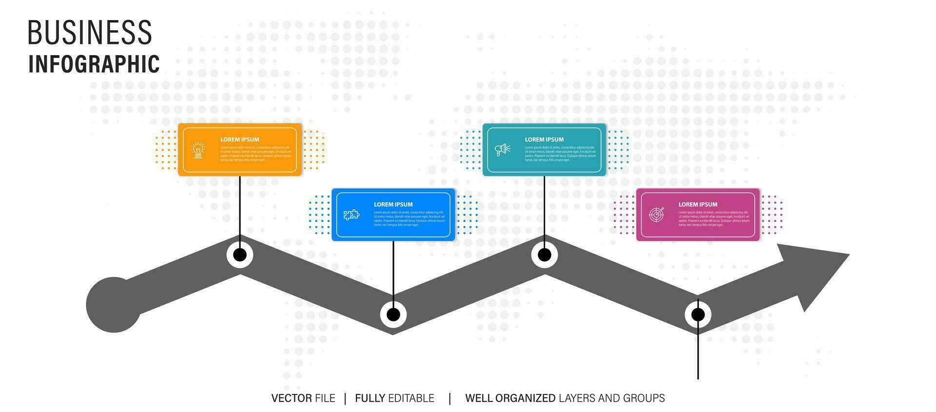 vecteur infographie étiquette conception concept avec cercle disposition et commercialisation Icônes avec 4 pas ou options.