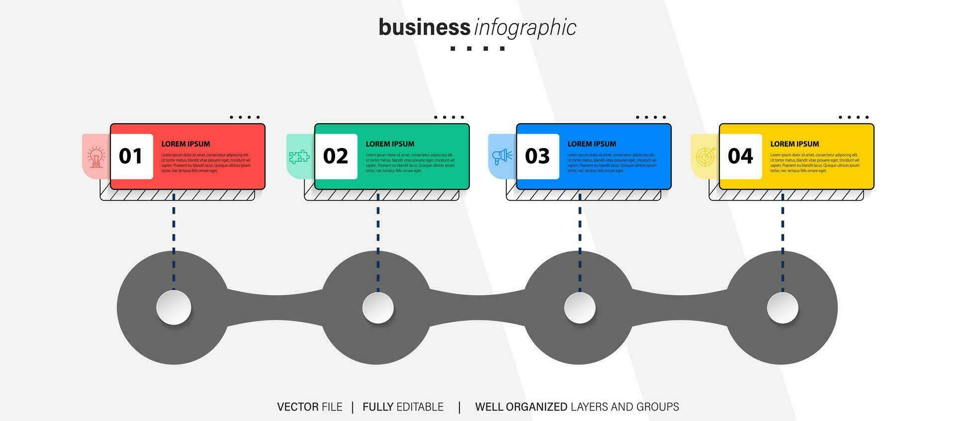 moderne 3d infographie modèle avec 4 pas. affaires cercle modèle avec les options pour brochure, diagramme, flux de travail, calendrier, la toile conception. vecteur eps dix