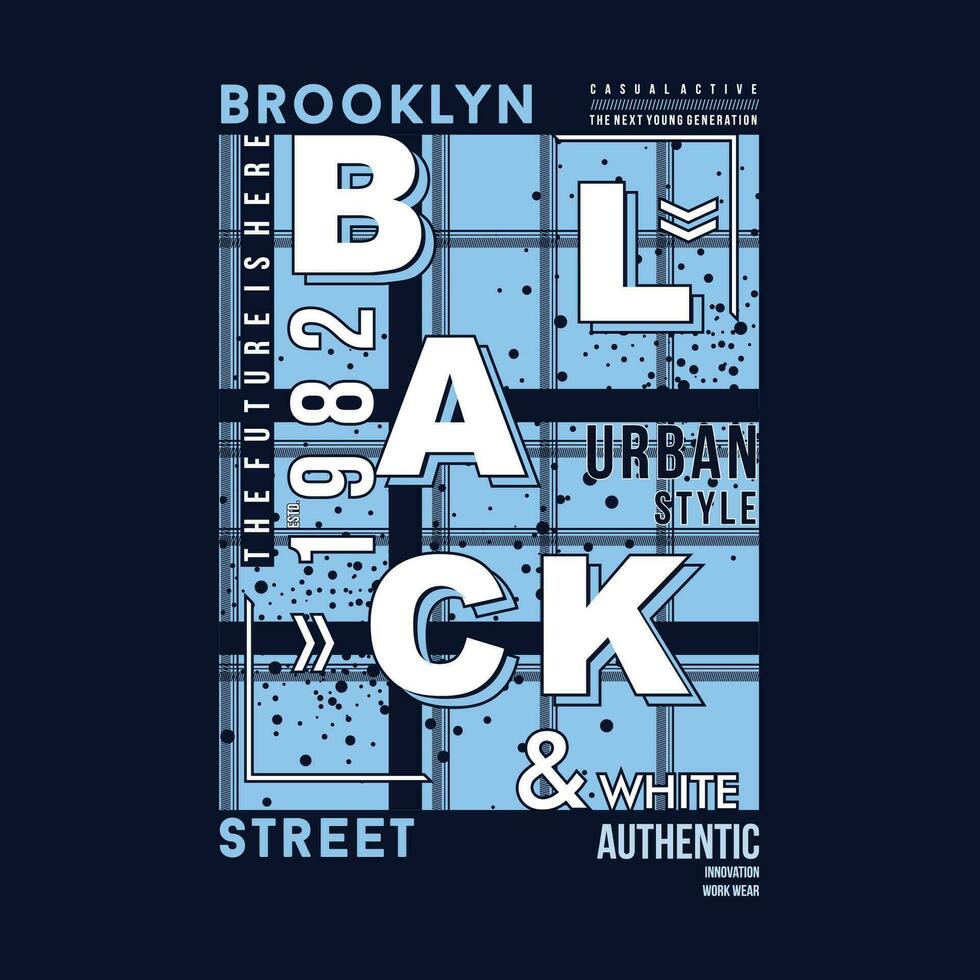 Brooklyn noir et blanc plat graphique, typographie t chemise, vecteur conception illustration, bien pour décontractée style