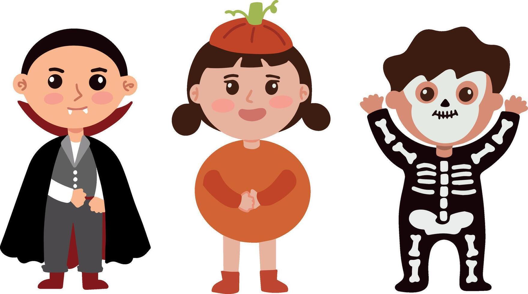 portrait de 3 mignonne peu des gamins portant costume vampire Skyll et citrouille célébrer Halloween fête tour ou traiter illustration vecteur