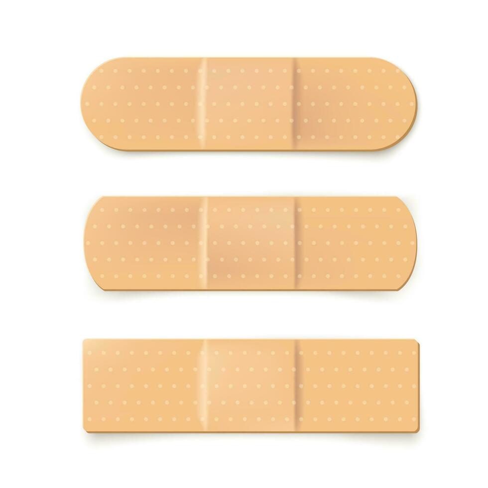 réaliste illustration de plâtre bandage. beige médical groupe. vecteur illustration