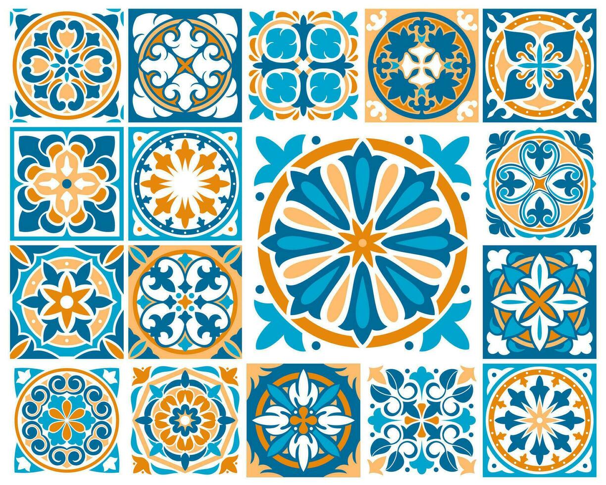 marocain ou azulejo tuile motifs, majolique mosaïque vecteur