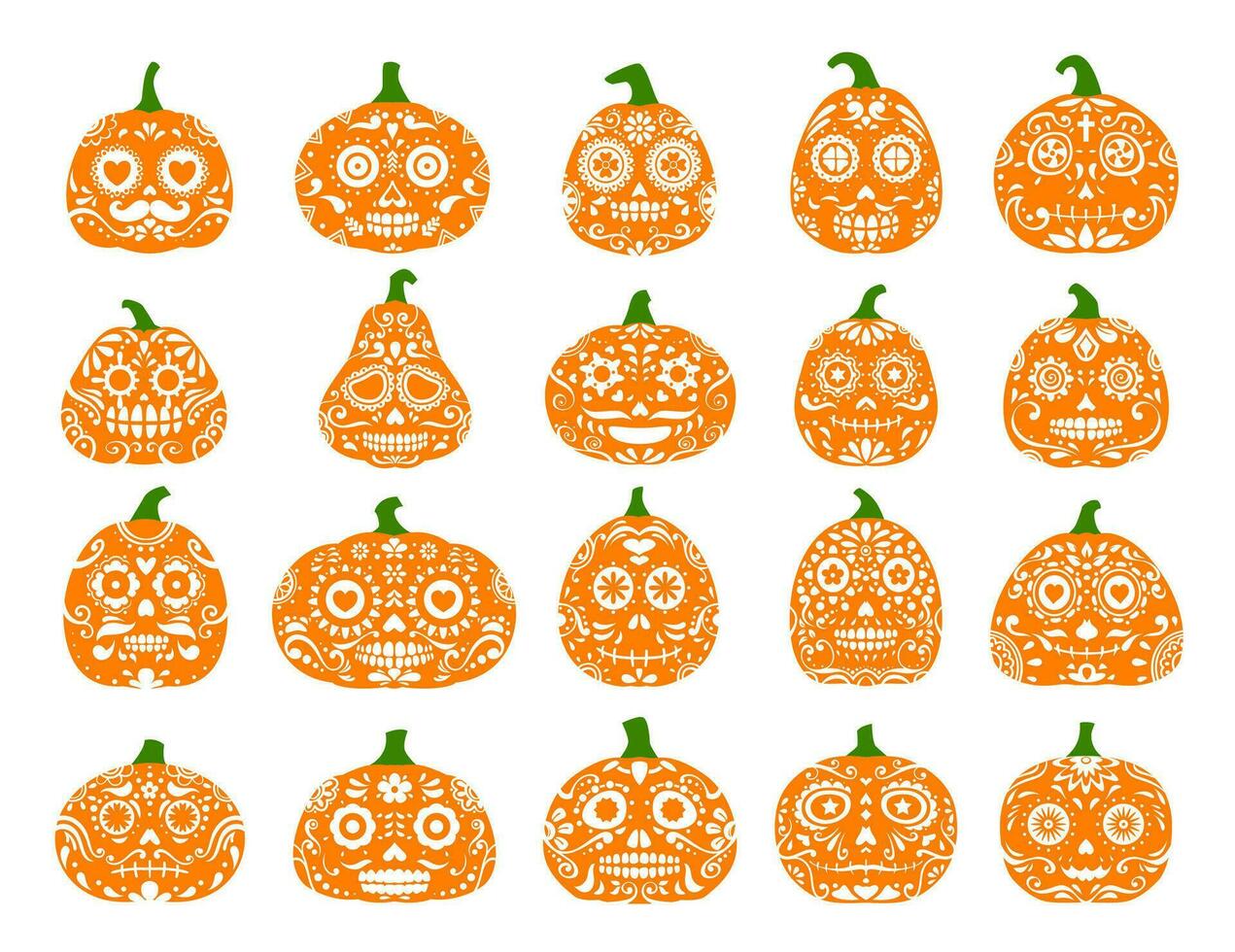 Halloween fête mexicain citrouilles, muertos ensemble vecteur