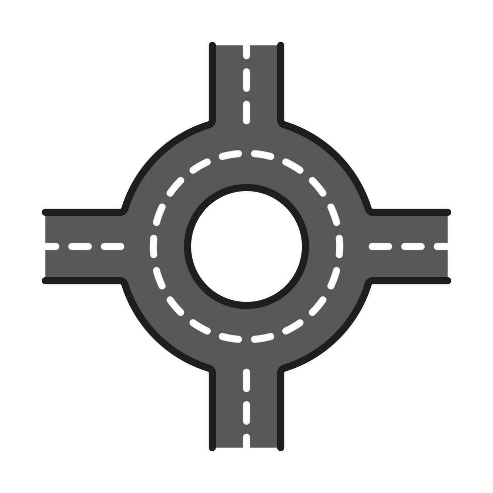 Autoroute route rond Carrefour route ligne icône vecteur