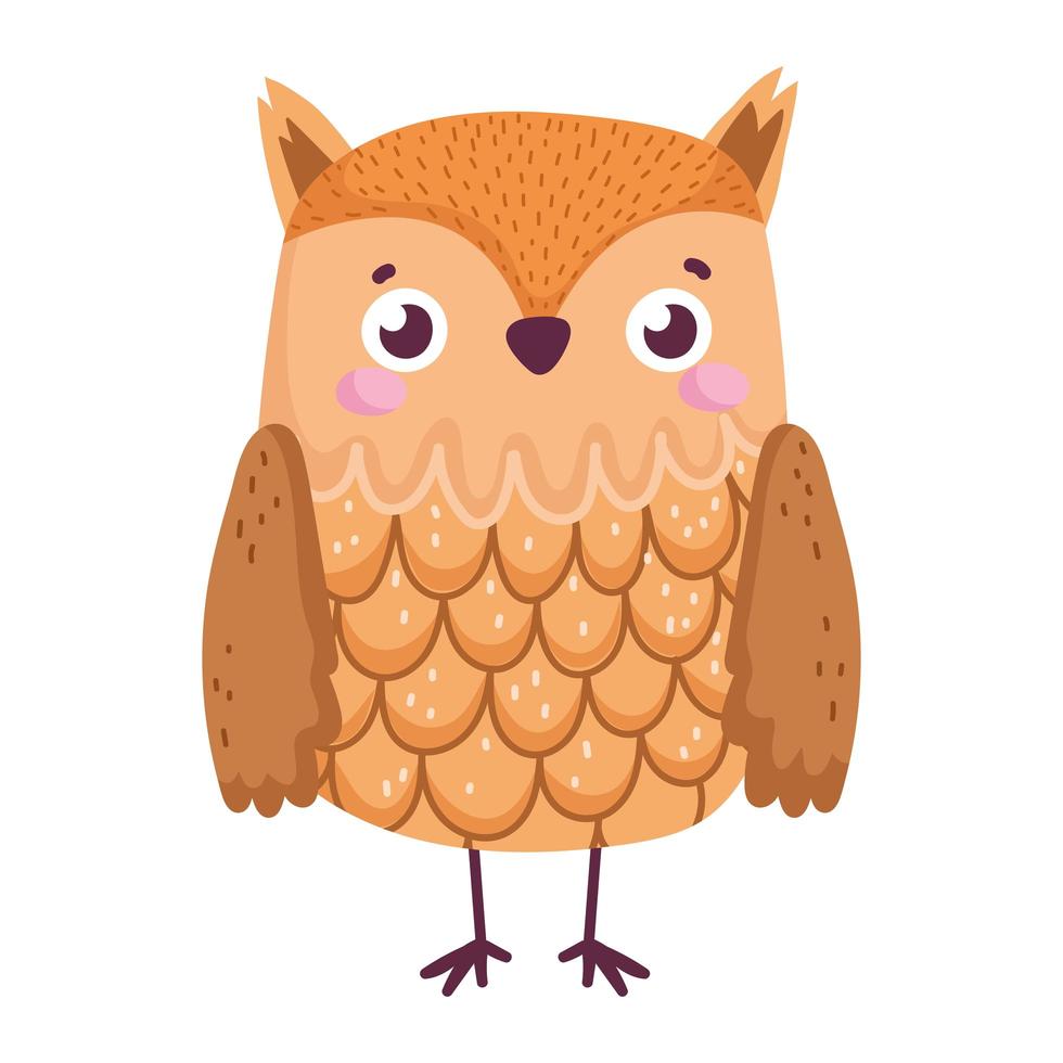 mignon, hibou, oiseau, animal, dessin animé, icône, isolé vecteur