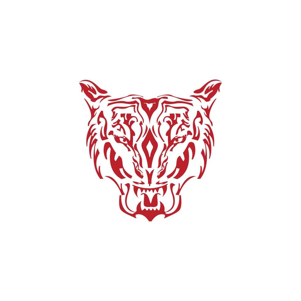 tigre tête logo rouge Couleur modèle conception vecteur