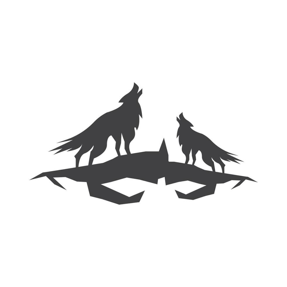 Loup silhouette icône et symbole vecteur modèle illustration