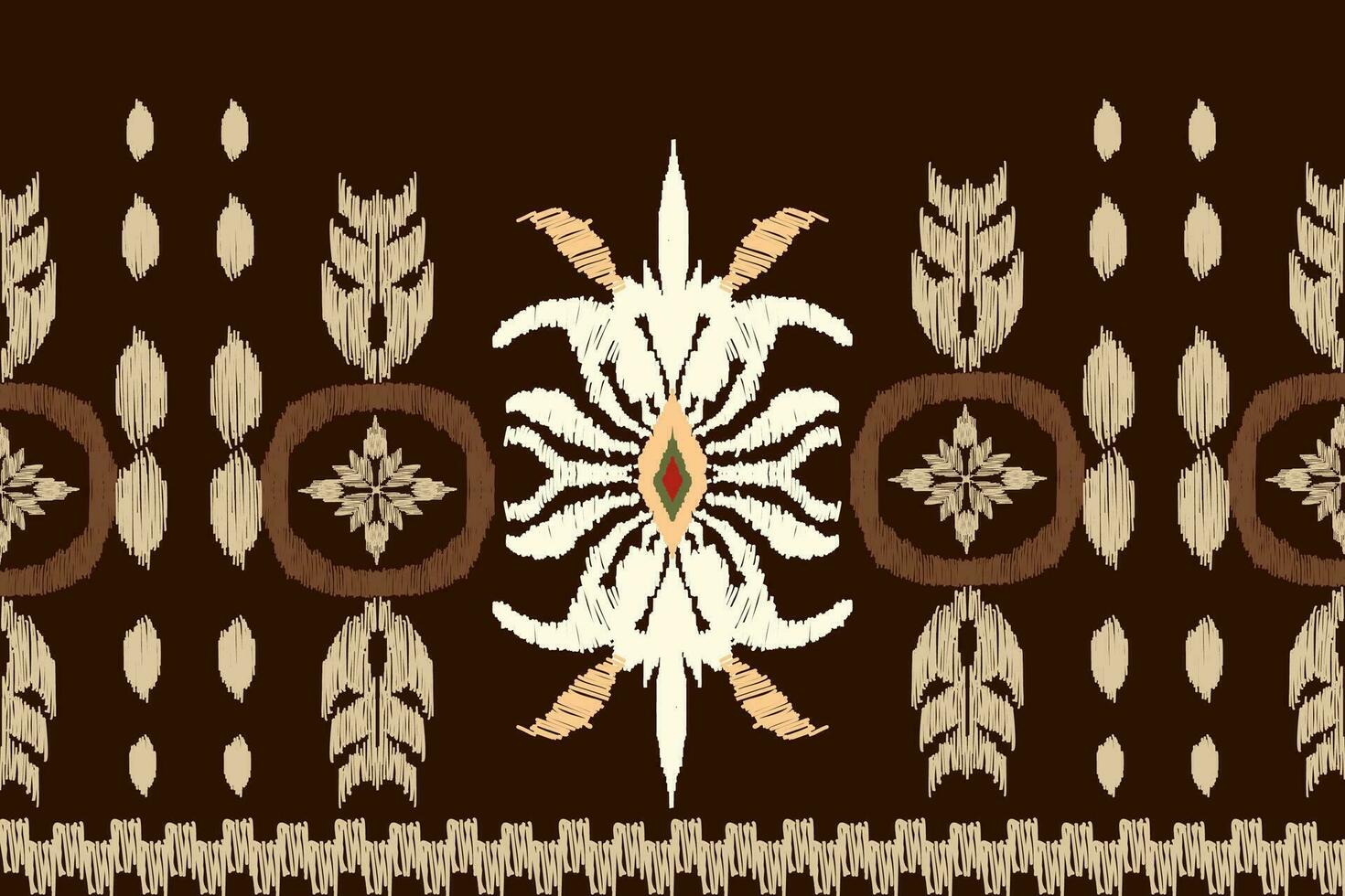 africain ikat paisley broderie sur marron arrière-plan.géométrique ethnique Oriental sans couture modèle traditionnel.aztèque style abstrait vecteur.design pour vecteur