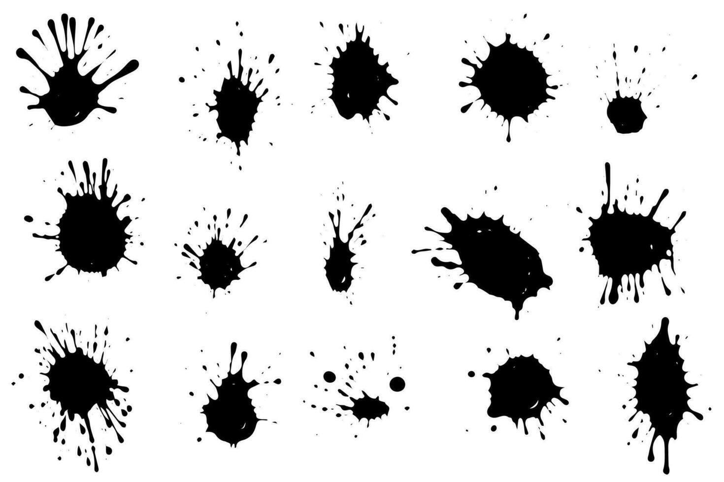 vecteur ensemble de encre éclaboussures. noir encré éclabousser saleté tache éclaboussé vaporisateur éclaboussure avec gouttes taches isolé.