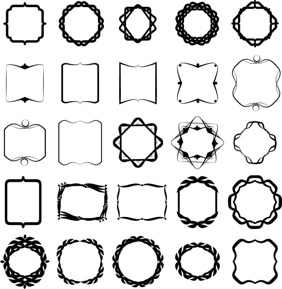 ensemble de cadres, collection de 25 vecteur cadres cette vous pouvez utilisation à faire votre dessins décoratif et attractif.