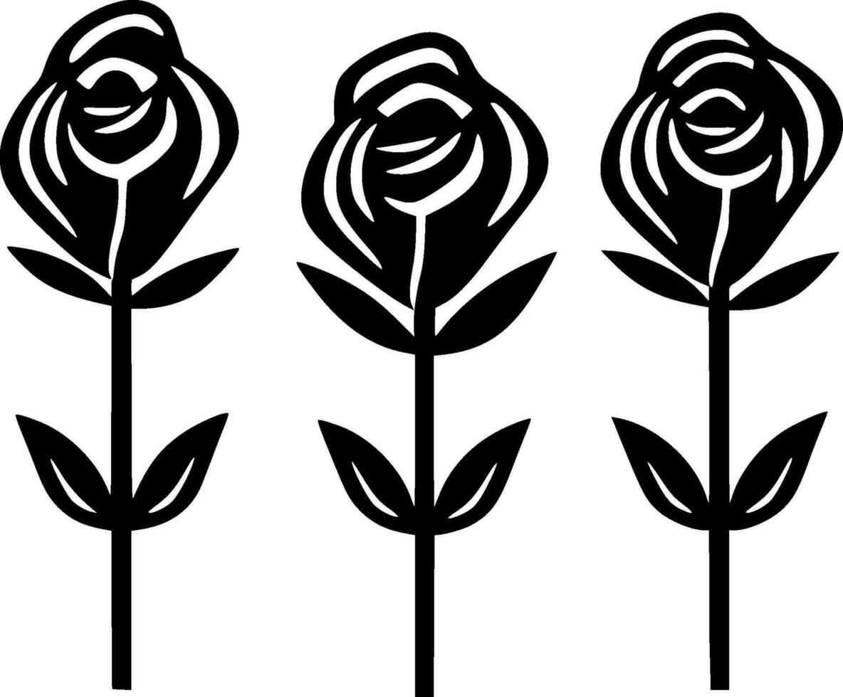 des roses - noir et blanc isolé icône - vecteur illustration