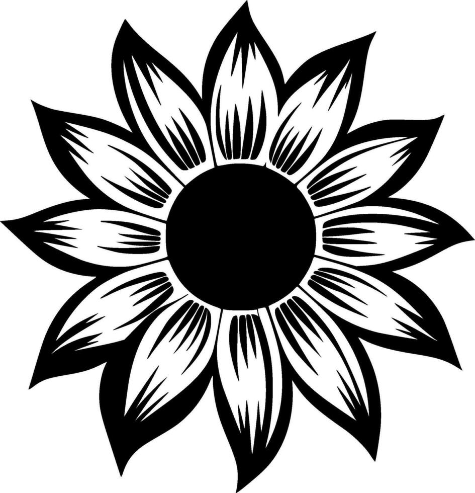 tournesol - noir et blanc isolé icône - vecteur illustration