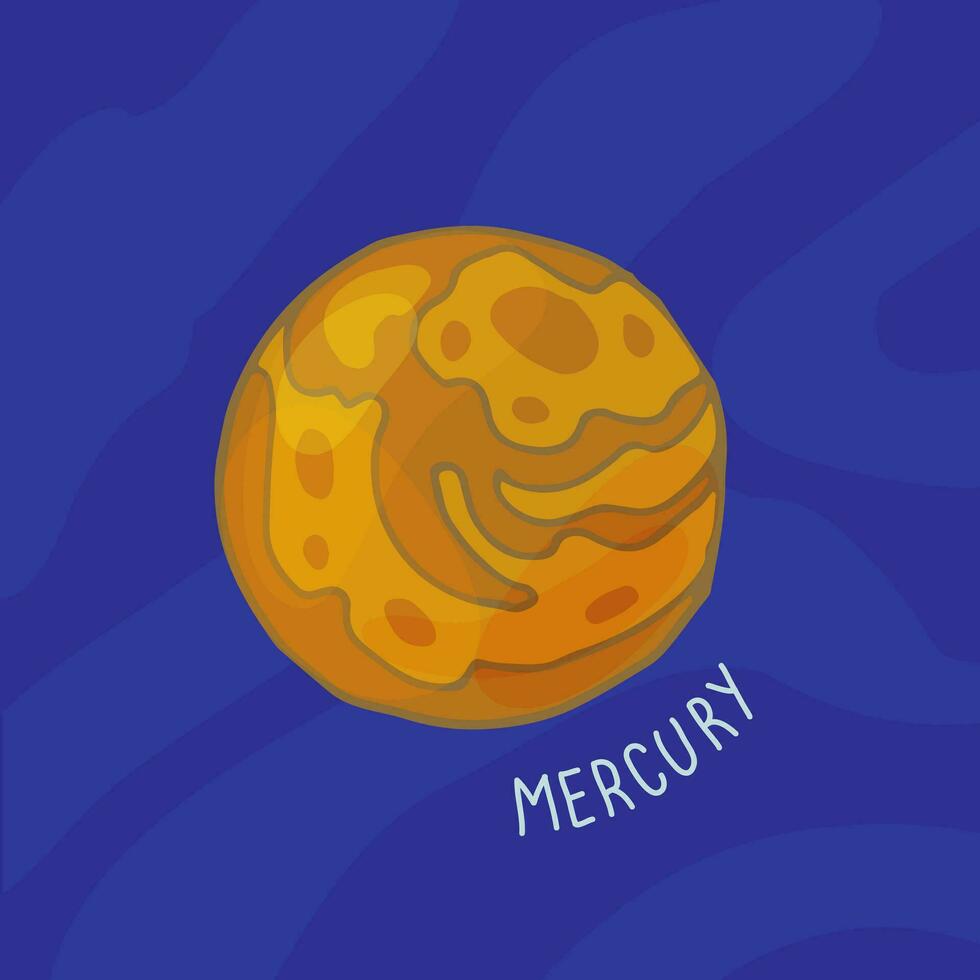 planète de solaire système dessin animé, Mercure. vecteur illustration