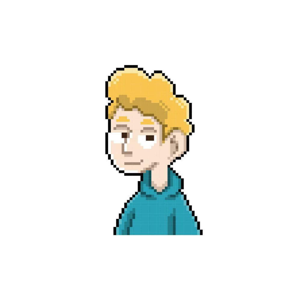 une garçon personnage dans pixel art style vecteur