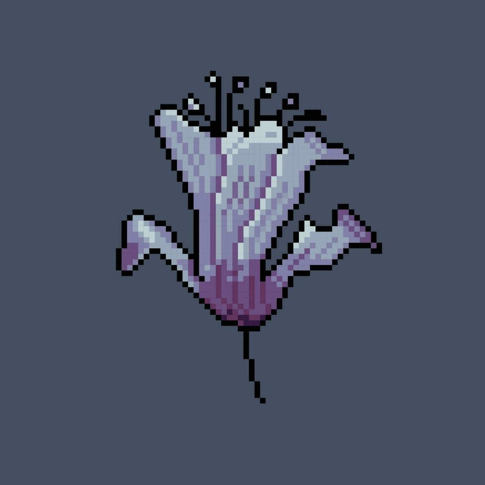 blanc violet fleur dans pixel art style vecteur