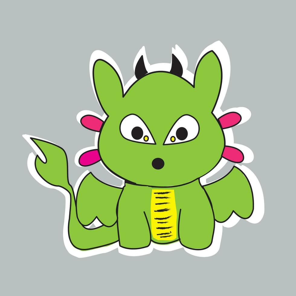 vert peu dragon autocollant vecteur illustration