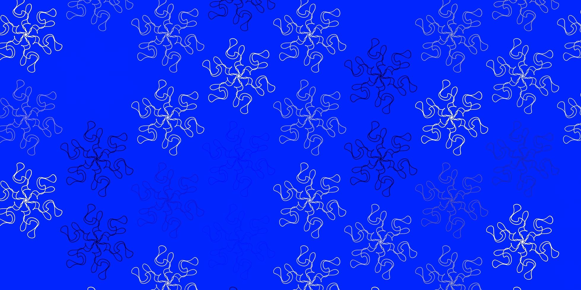 modèle de doodle vecteur bleu clair avec des fleurs.