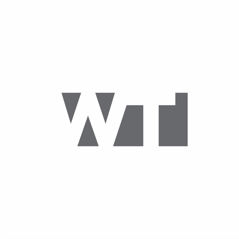 monogramme du logo wt avec modèle de conception de style d'espace négatif vecteur