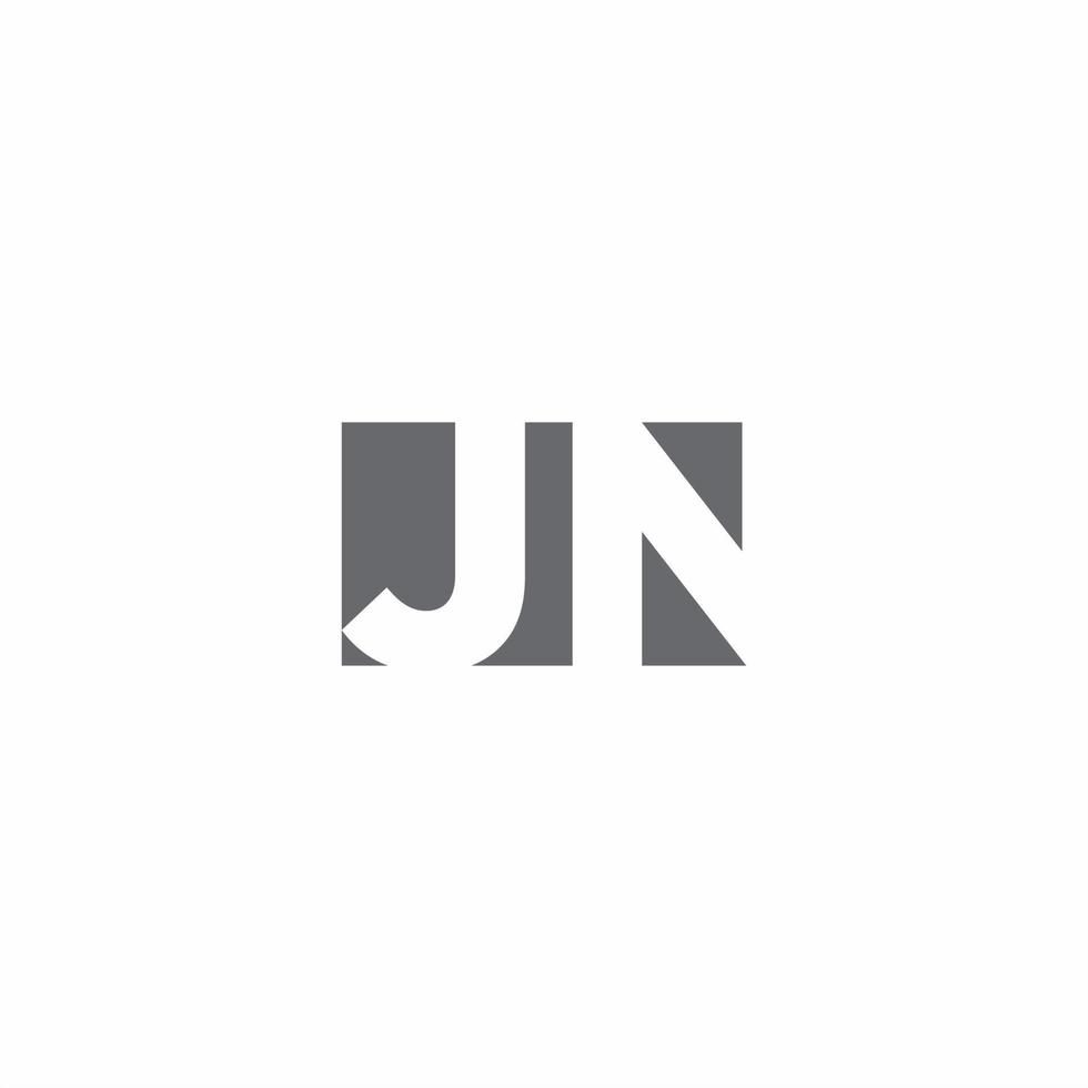 monogramme du logo jn avec modèle de conception de style d'espace négatif vecteur