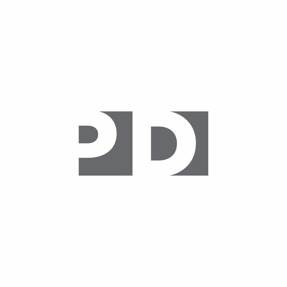 monogramme du logo pd avec modèle de conception de style d'espace négatif vecteur