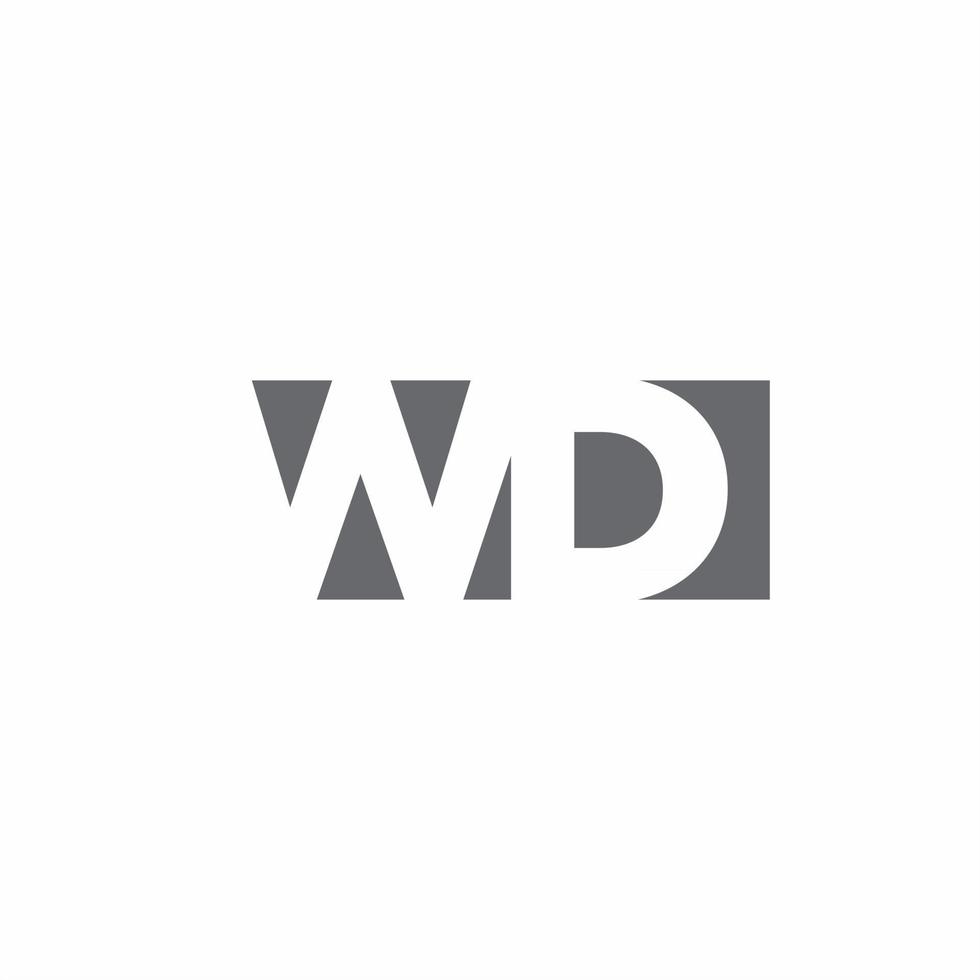 monogramme du logo wd avec modèle de conception de style d'espace négatif vecteur