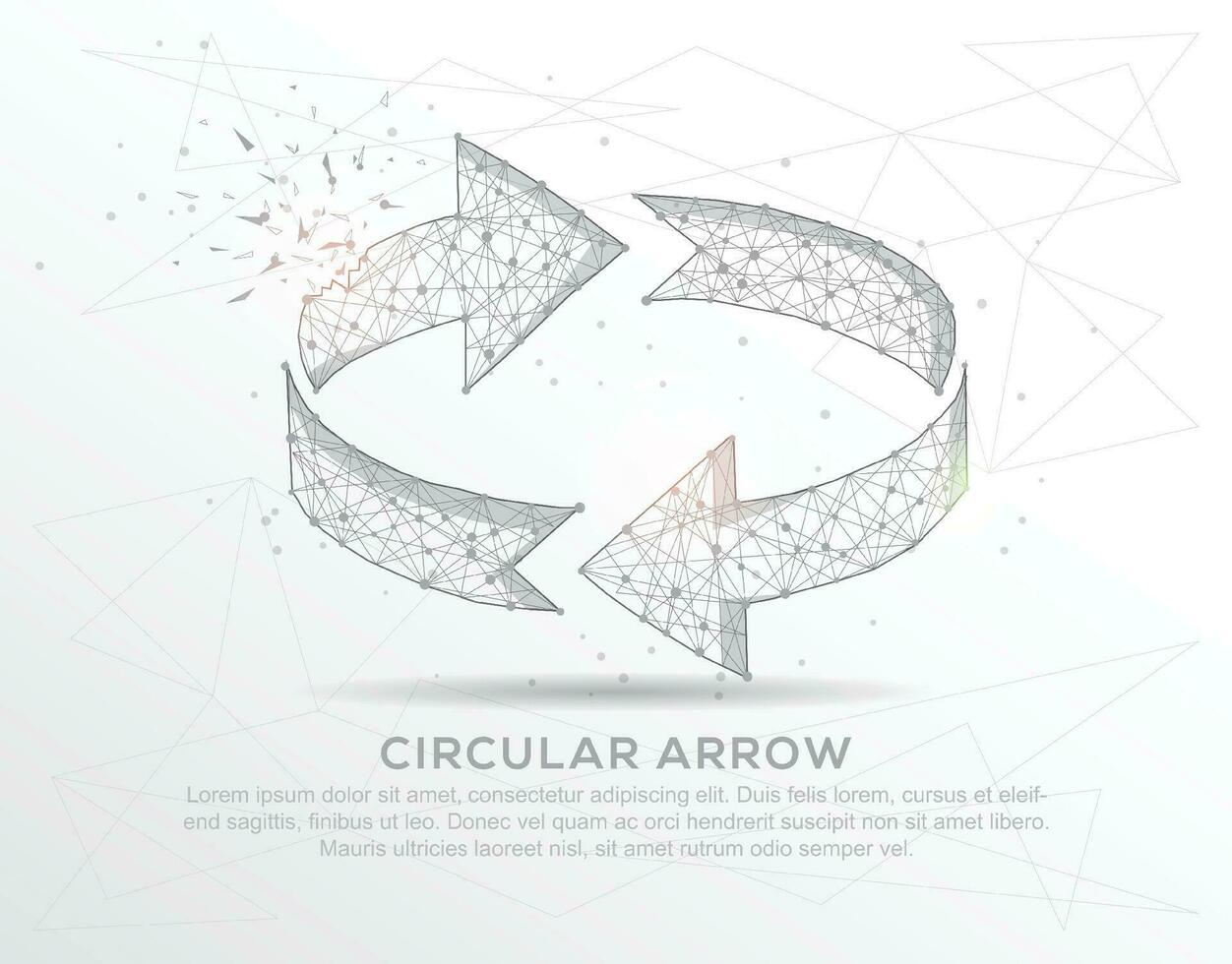 circulaire La Flèche abstrait purée ligne et composition numériquement tiré dans le forme de cassé une partie Triangle forme et épars points. vecteur
