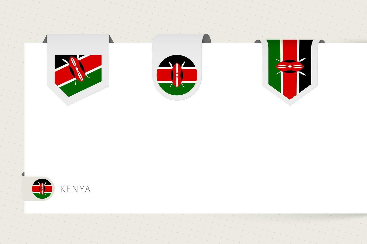 étiquette drapeau collection de Kenya dans différent forme. ruban drapeau modèle de Kenya vecteur