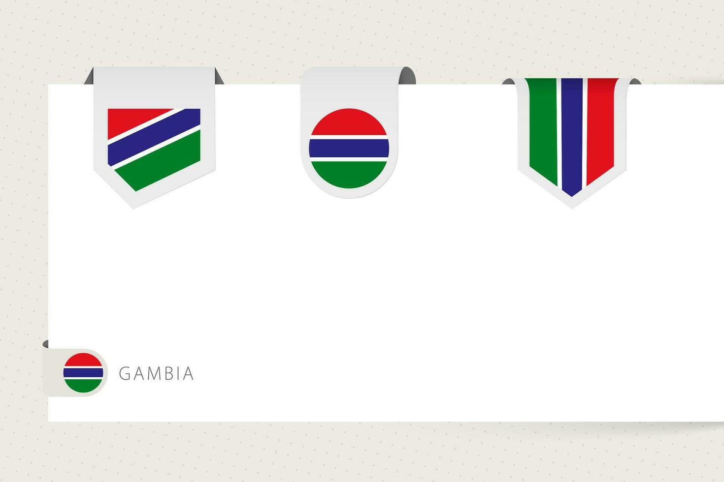 étiquette drapeau collection de Gambie dans différent forme. ruban drapeau modèle de Gambie vecteur