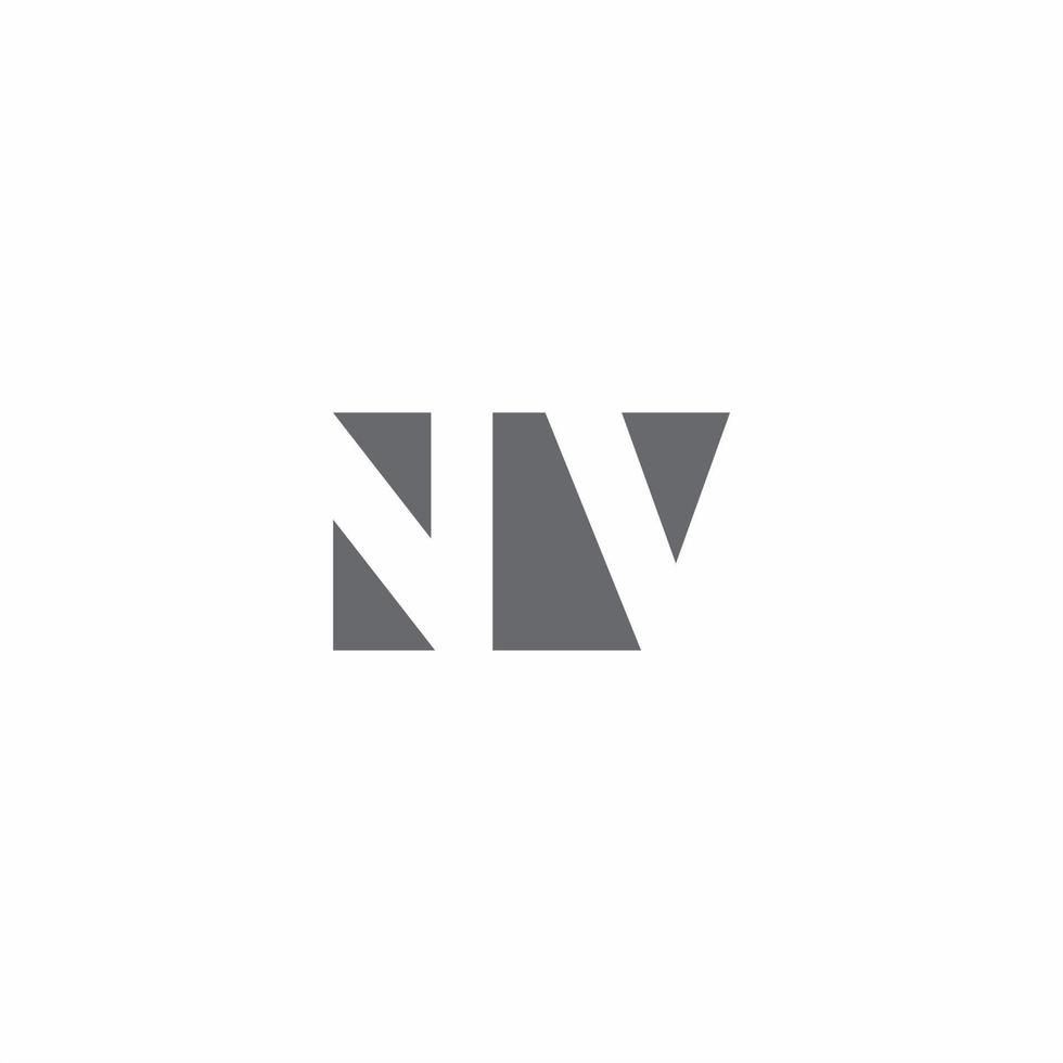 monogramme du logo nv avec modèle de conception de style d'espace négatif vecteur