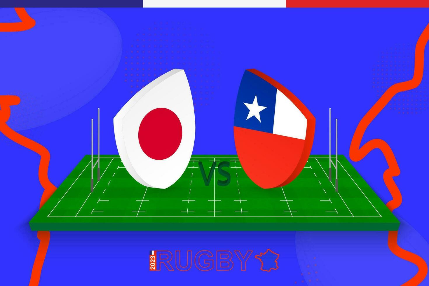 le rugby équipe Japon contre Chili sur le rugby champ. le rugby stade sur abstrait Contexte pour international championnat. vecteur