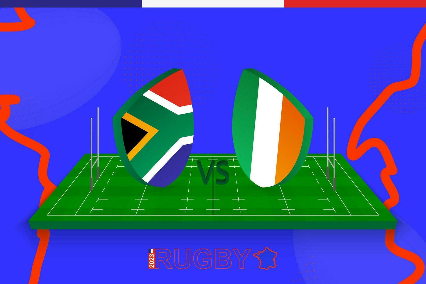 le rugby équipe Sud Afrique contre Irlande sur le rugby champ. le rugby stade sur abstrait Contexte pour international championnat. vecteur