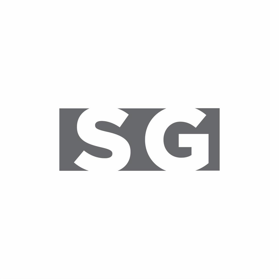 monogramme du logo sg avec modèle de conception de style d'espace négatif vecteur