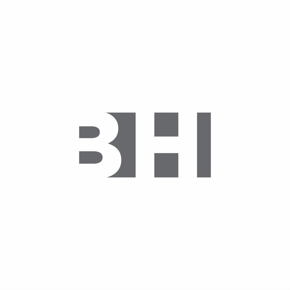 monogramme du logo bh avec modèle de conception de style d'espace négatif vecteur